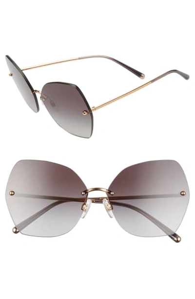 Shop Dolce & Gabbana Lucia 64mm Mirrored Oversize Butterfly Sunglasses In Black/ Gold/ Gradient