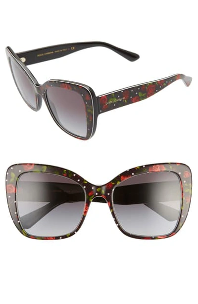 Shop Dolce & Gabbana 54mm Gradient Butterfly Sunglasses In Print Rose/ Grey Gradient