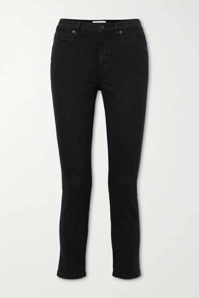 Shop Slvrlake Lou Lou Cropped Mid-rise Slim-leg Jeans In Black