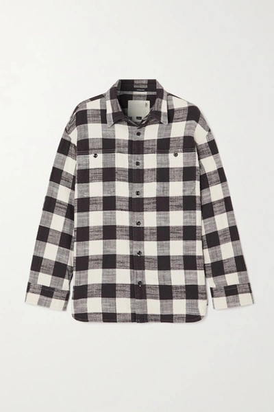 Shop R13 Oversized Checked Cotton-gauze Shirt In Black