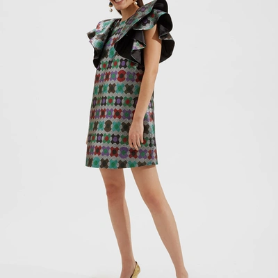 La Doublej Flame Ruffled Mini Dress In Groovy Dot