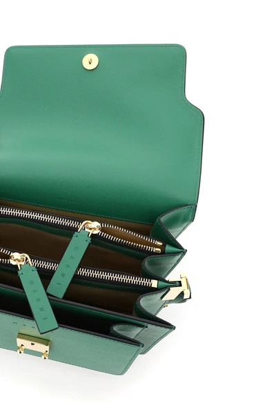 Shop Marni Trunk Medium Bag In Emerald Light Camel