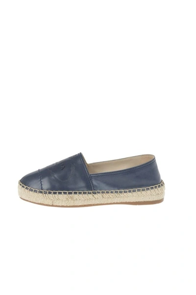 Shop Prada Women's Blue Leather Espadrilles