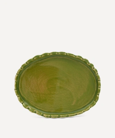 Shop Kc Hossack Pottery Scalloped Butter Dish In Green