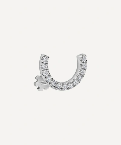 Shop Maria Tash 18ct 6.5mm Prong Set Diamond Demi Eternity Single Threaded Stud Earring In White Gold