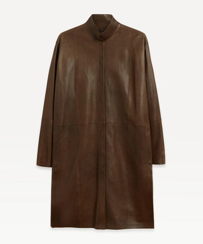 Shop Annette G Rtz Tiago Leather Overshirt Jacket In Tabac