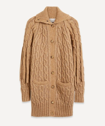 Shop Chloé Oversize Chunky Cable-knit Cardigan In Woody Beige