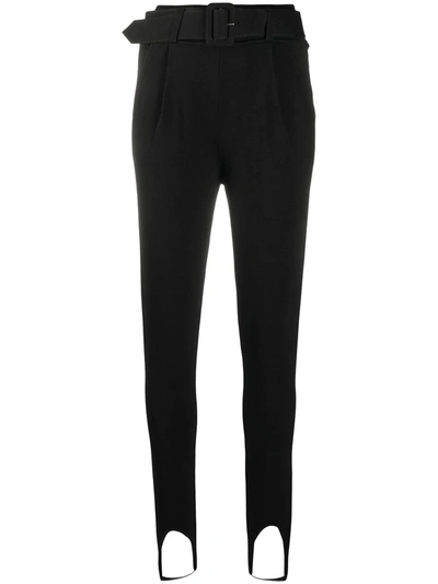 Shop Self-portrait Buckle-fastening Skinny-fit Trousers In Black
