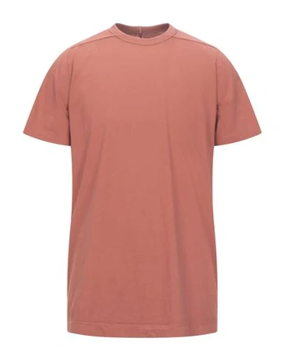 Shop Rick Owens T-shirts In Brick Red