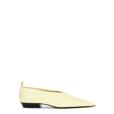 Shop Jil Sander Cream Leather Flats In Yellow