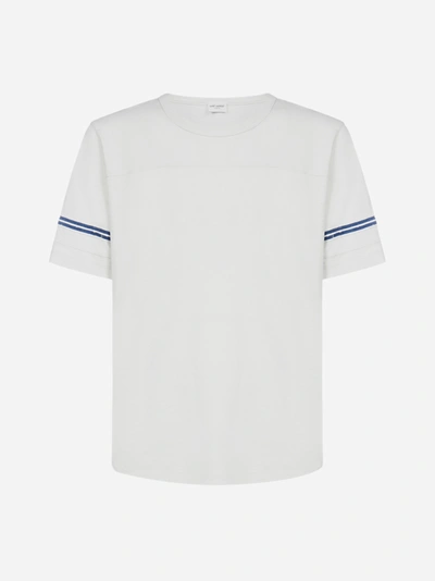 Shop Saint Laurent T-shirt In Cotone Con Logo Sul Retro