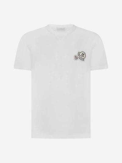 Shop Moncler Double Logo-patch Cotton T-shirt