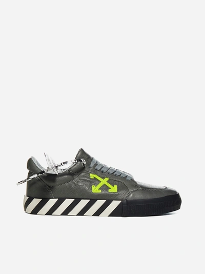 Shop Off-white Vulcanized Leather Low-top Sneakers In Grey-green