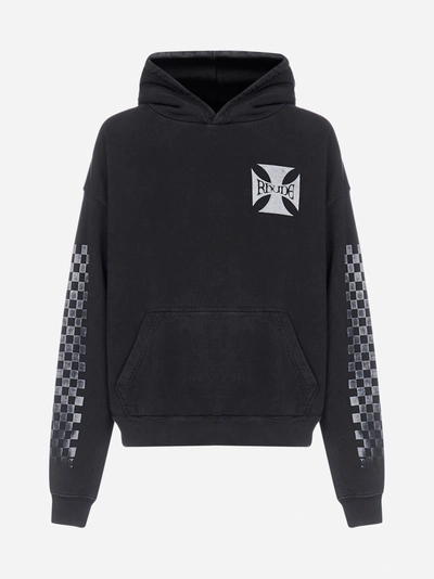 Shop Rhude Logo And Print Cotton Hoodie