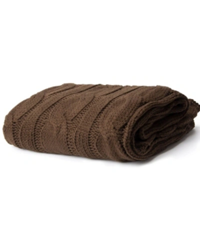 Shop Happycare Textiles Soft Knitted Dual Cable Throw In Brown
