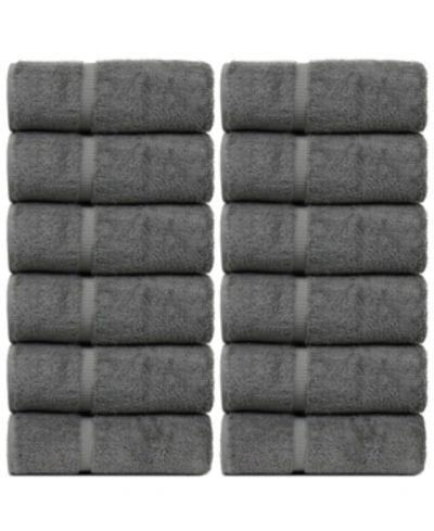 Shop Bc Bare Cotton Luxury Hotel Spa Towel Turkish Cotton Wash Cloths, Set Of 12 In Gray