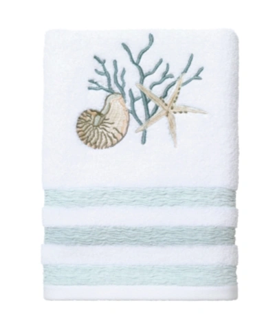 Shop Avanti Coastal Terrazzo Embroidered Cotton Hand Towel, 16" X 30" In White