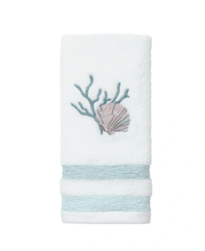Shop Avanti Coastal Terrazzo Embroidered Cotton Fingertip Towel, 11" X 18" In White