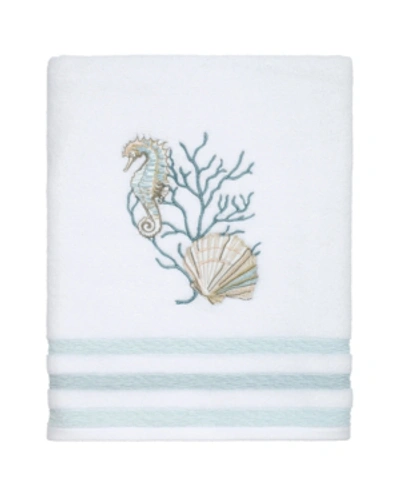 Shop Avanti Coastal Terrazzo Embroidered Cotton Bath Towel, 27" X 50" In White