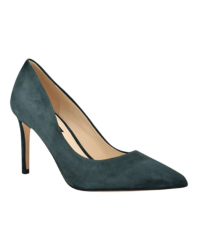 Shop Nine West Women's Ezra Pointy Toe Pumps Women's Shoes In Emerald Suede