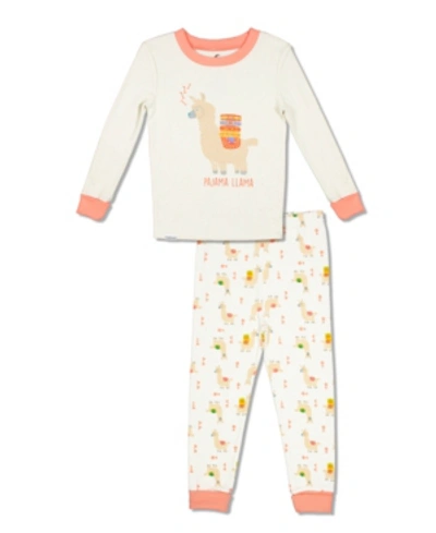 Shop Free 2 Dream Girls Toddler, Little And Big Pajama Llama 2 Piece Cotton Set With Grow With Me Cuffs In Open White