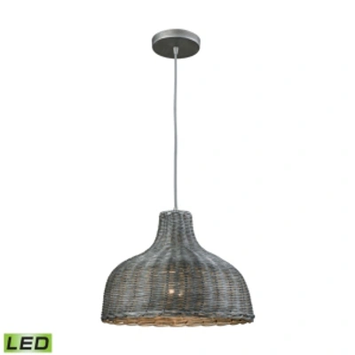 ELK LIGHTING PLEASANT FIELDS 1 LIGHT PENDANT WITH GRAPHITE HARDWARE AND GRAY WICKER SHADE 