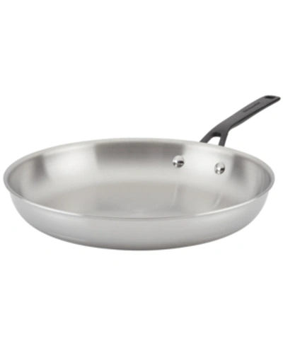 Shop Kitchenaid 5-ply Clad Stainless Steel 12.25" Induction Frying Pan In Polished Stainless Steel