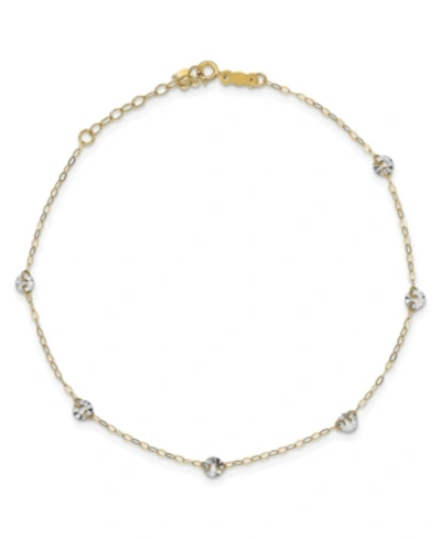 Shop Macy's Circle Disc Anklet In 14k White And Yellow Gold In Tt Gold