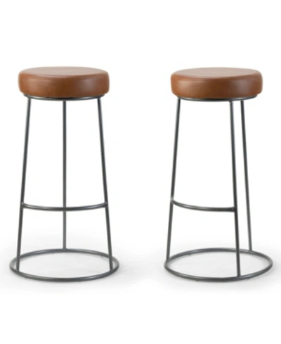 Shop Glamour Home Set Of 2 Amie Backless Bar Stool With Gunmetal Frame In Brown