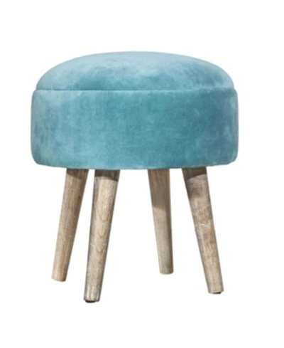Shop Hillsdale Upholstered Backless Pouf Non-swivel Vanity Stool In Teal