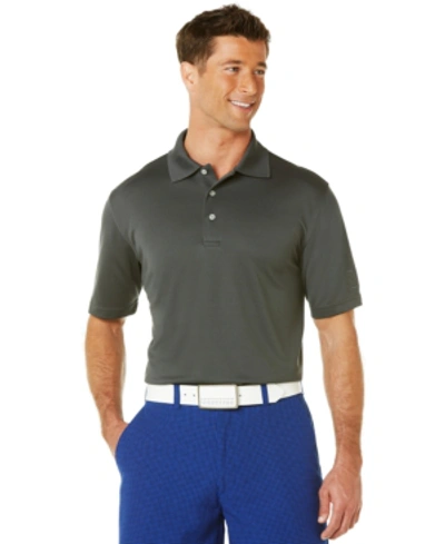 Shop Pga Tour Men's Airflux Solid Mesh Short Sleeve Golf Polo Shirt In Asphalt Gray