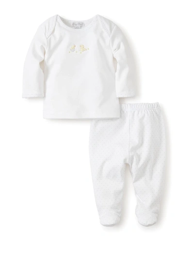 Shop Kissy Kissy Baby's 2-piece Hatchlings Cotton Top & Footed Pants Set In White Silver