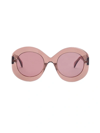 Shop Alaïa Women's Enhanced Femininity Nude Round Sunglasses