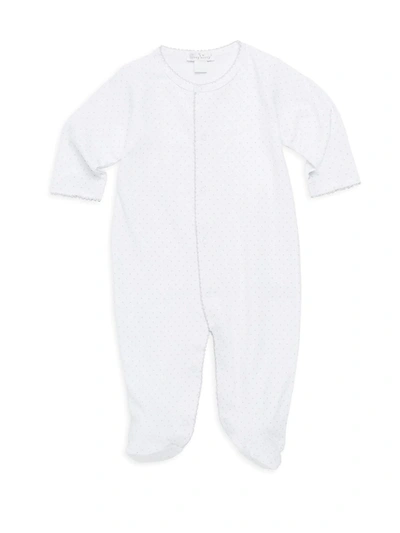 Shop Kissy Kissy Baby's Kissy Dots Cotton Footie In White Silver