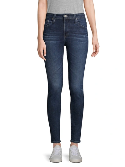 Shop Ag Women's Farrah Mid-rise Stretch Skinny Ankle-length Jeans In 4 Years Deep Willow