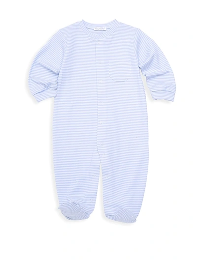 Shop Kissy Kissy Baby Boy's Stripe Pima Cotton Footie In Light Blue