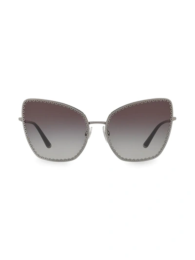 Shop Dolce & Gabbana Women's 61mm Scallop Cat Eye Sunglasses In Gunmetal