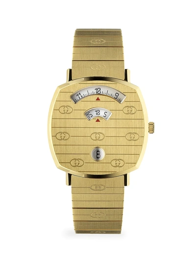 Shop Gucci Grip Gg Yellow Gold Pvd Bracelet Watch