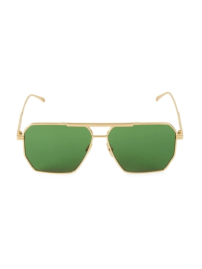 Shop Bottega Veneta Women's 60mm Trapezoid Sunglasses In Gold