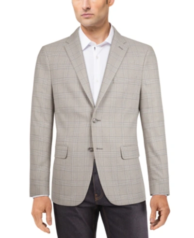 Shop Tommy Hilfiger Men's Modern-fit Patterned Blazer In Grey/white Plaid