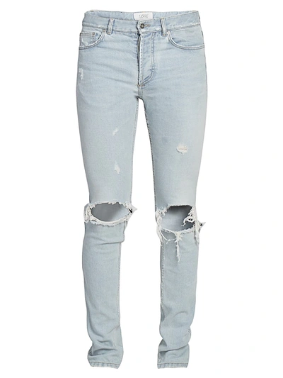 Shop Givenchy Men's Slim-fit Distressed Jeans In Light Blue