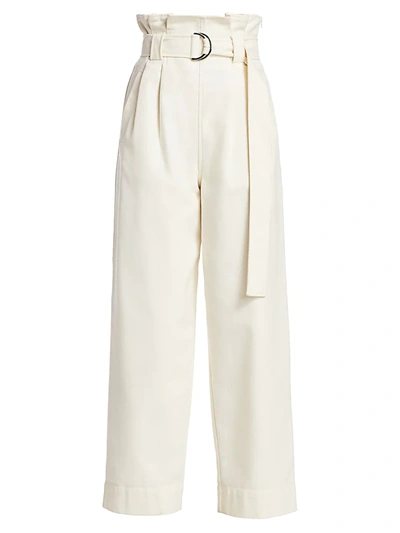 Shop Ganni Chino Paperbag Trousers In Egret