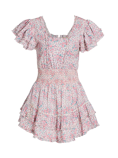 Shop Loveshackfancy Stanton Floral Mini Dress In Candy Heart