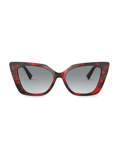 Shop Valentino Women's 56mm Cat Eye Sunglasses In Red Havana