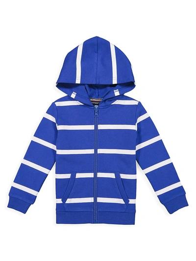 Shop Andy & Evan Little Boy's Striped Zip-front Hoodie In Bright Blue