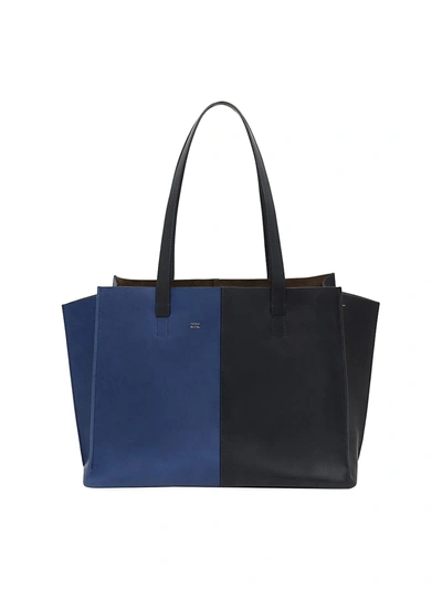 Shop Mansur Gavriel Multitude Bi-color Leather Tote In Navy