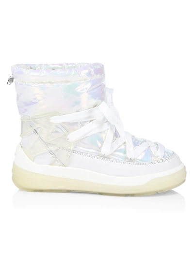 Shop Moncler Insolux Iridescent Snow Boots In White