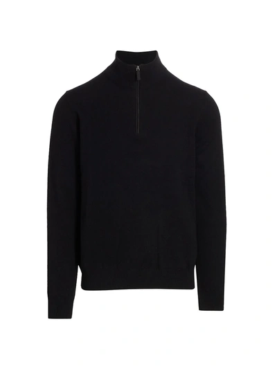Shop Saks Fifth Avenue Collection Cashmere Half-zip Sweater In Black