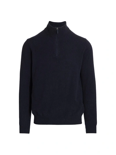 Shop Saks Fifth Avenue Collection Cashmere Half-zip Sweater In Navy