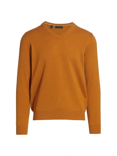 Shop Saks Fifth Avenue Collection V-neck Cashmere Sweater In Mustard